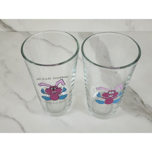 Rabbit Pink Logo Pizza Pint Beer Clear Glass 16oz Drinkware 5 3/4" Brewery x2 - Picture 7 of 11